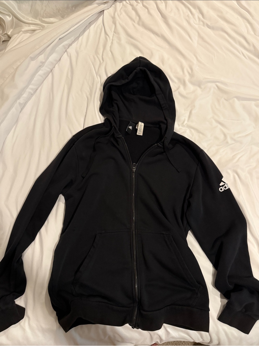 Adidas Men’s Full Zip-Up Black Hoodie Sweater Large